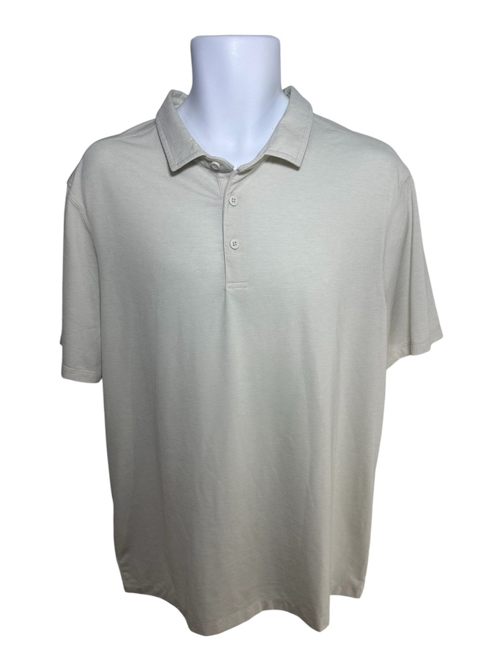 Lululemon Men’s Classic Polo Shirt Beige Short Sleeve Performance Fabric Size XL